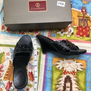 Cole Haan Black Heeled Wedged Sandals Size 6
